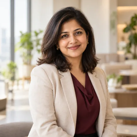 AI-generated portrait of our fictional founder Aditi Mehra